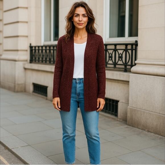 Maurices Burgundy Open Front Knit Cardigan Sweater Size S - Picture 1 of 8